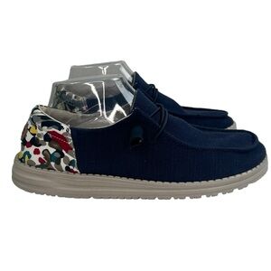 Hey Dude Navy Blue Flats with Multicolor Accent
